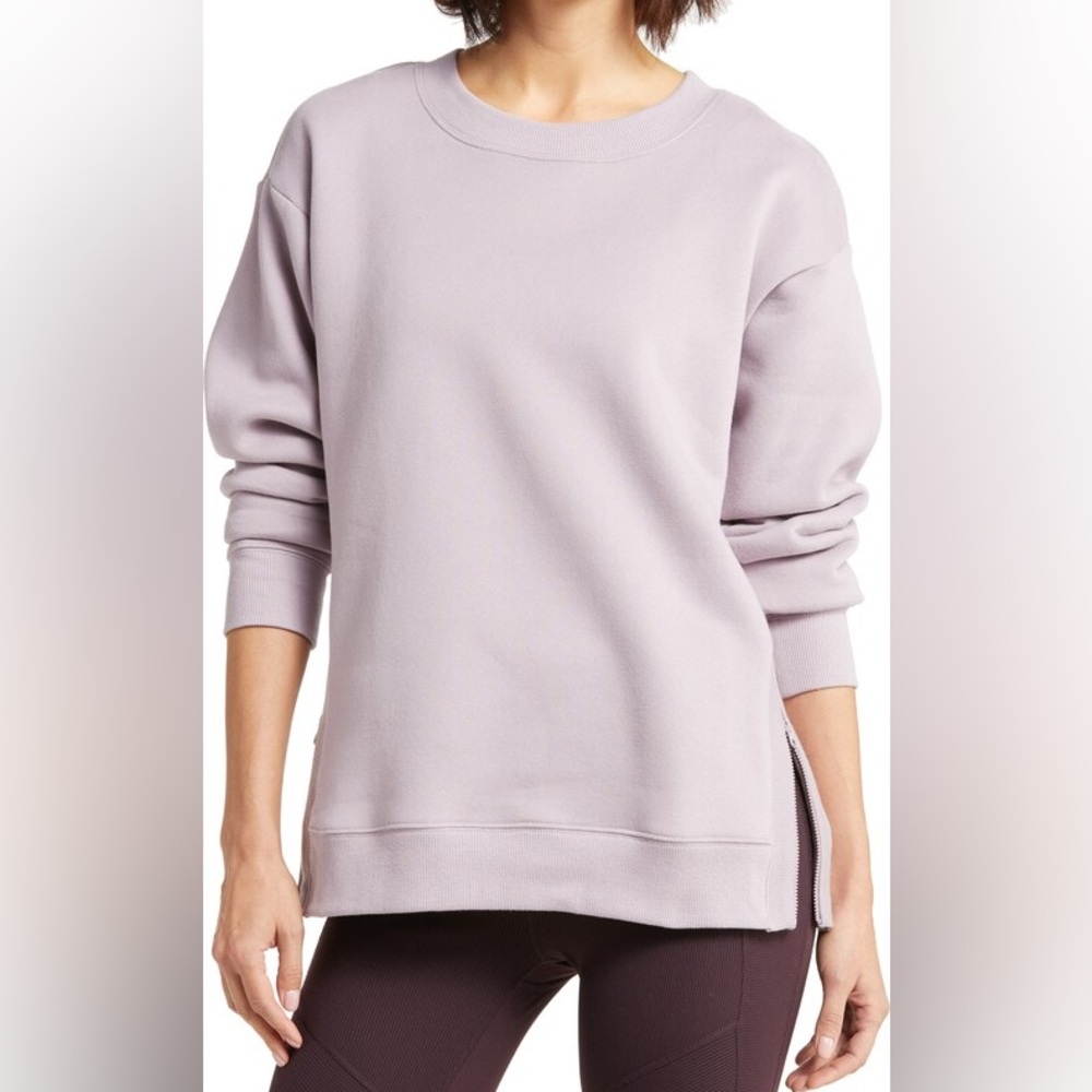Zella Cara Side Zip Crewneck Sweatshirt